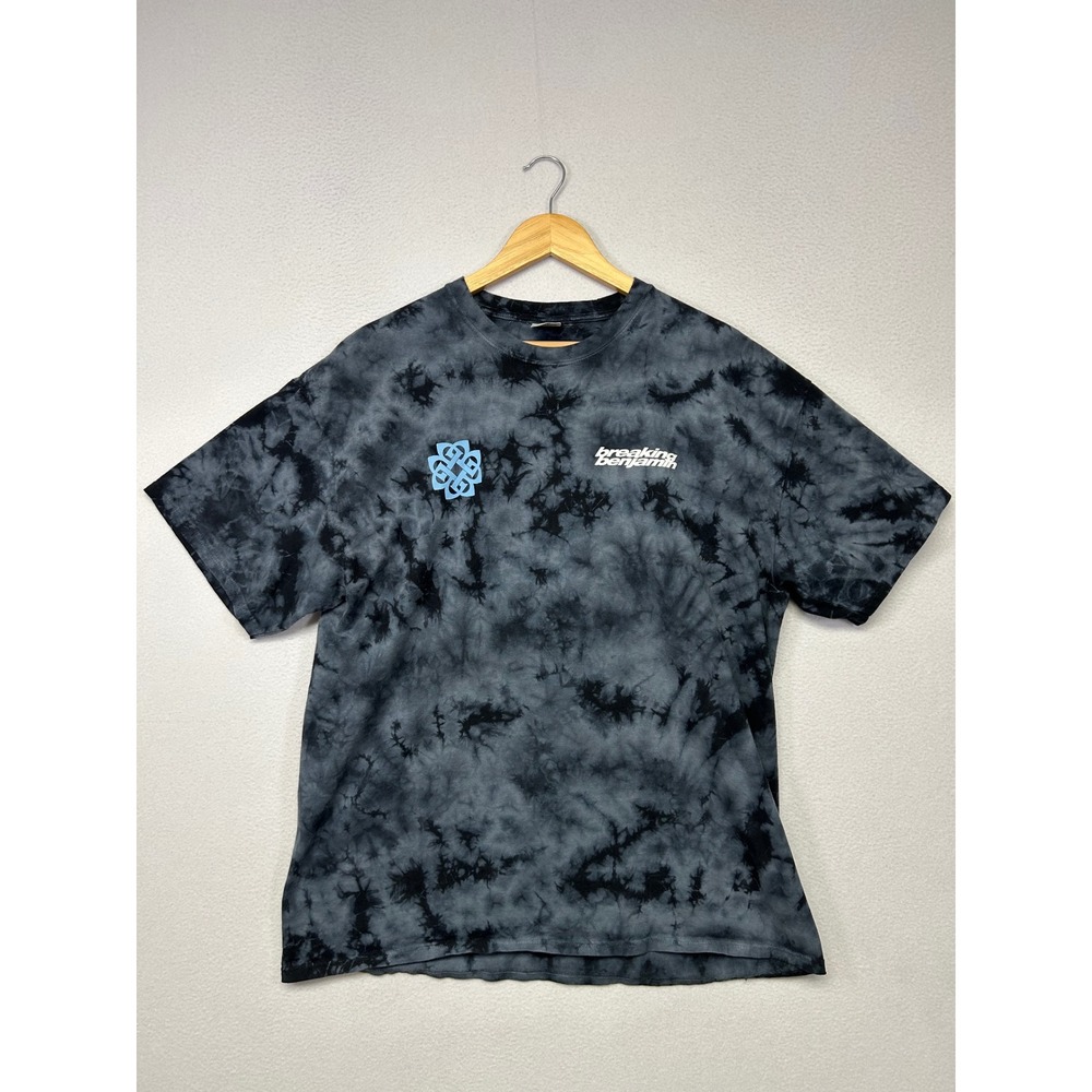 Grunge Rock Port & Company Mens XL Black Tie Dye Breaking Benjamin Tour T-Shirt